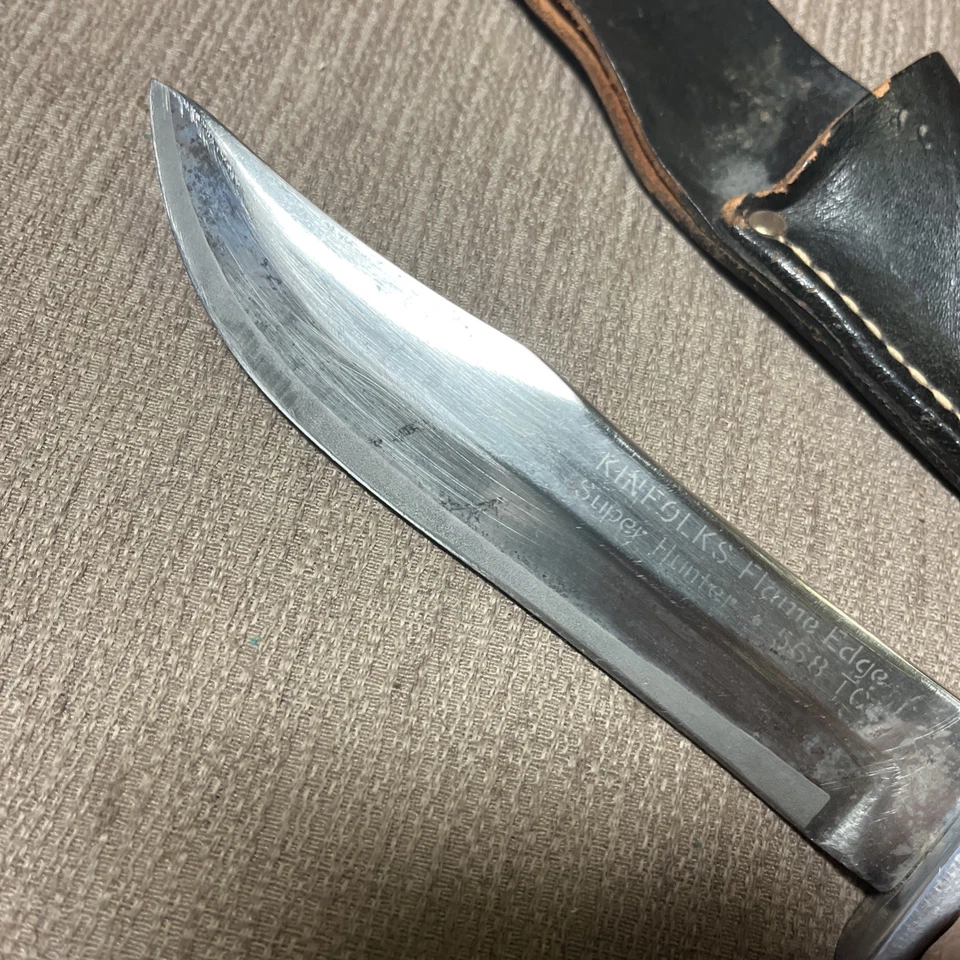 Vintage Kinfolks 568 TC Flame Edge, Excellent, Stag Orig. Sheath - Image 4 of 4