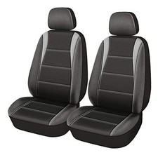 Car Seat Covers, Front Seat Only, 3-Layered Mesh with PU Leather, Gray Front