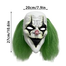 Scary Halloween Clown Mask with Green Hair for Adult Horror Evil Killer Joker Co