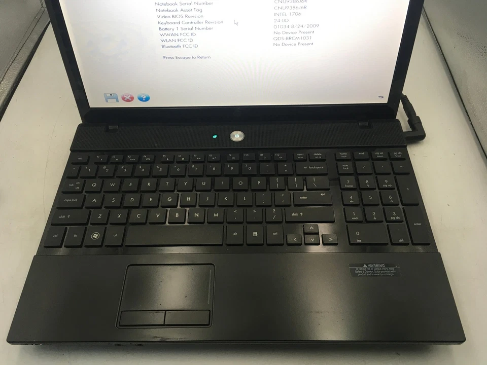 HP PROBOOK 4510S - BOOTS TO BIOS - INTEL CELERON 900 - 2GB RAM -READ DESCRIP- BB - Image 3 of 4