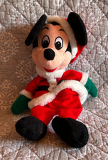 Disney Store Santa Mickey Mouse Plush Beanie Mini Bean Bag Christmas