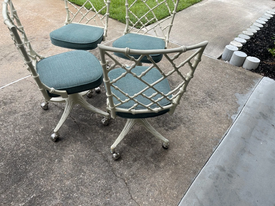 Juego de 4 sillas de comedor/cocina Phyliss Kessler bambú aluminio fundido ¡IMPECABLES! Foto 4 de 4