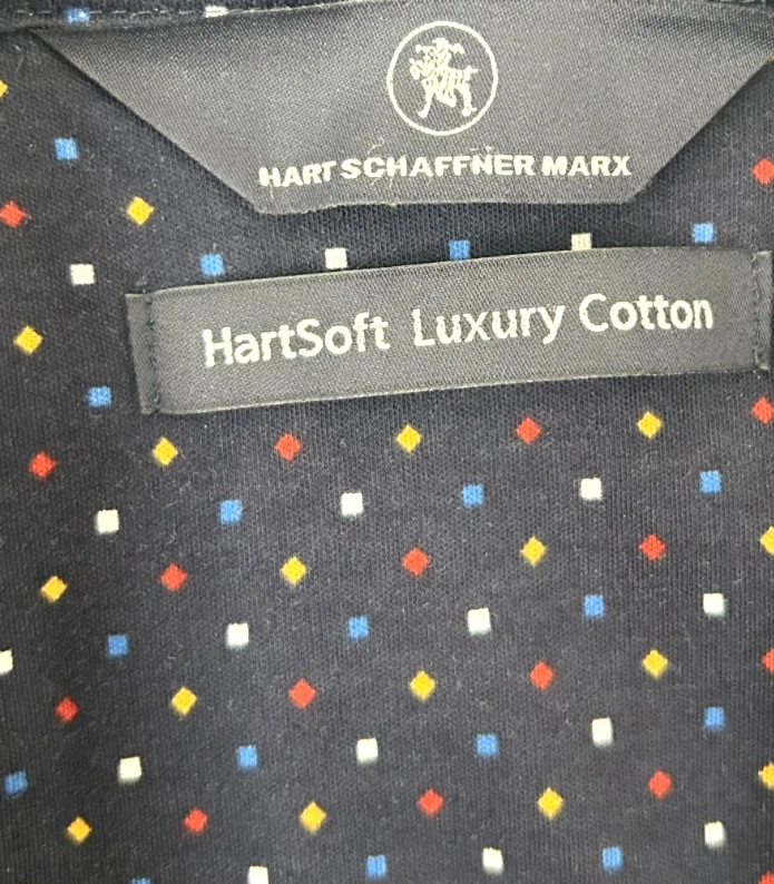 Camisa de vestir Hart Schaffner Marx para hombre XXL azul marino HartSoft de lujo de algodón a lunares Foto 3 de 4