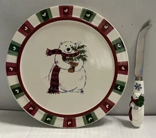 Vintage Platzgraff Snowbear Collection Cheese Tray with Sculpted Slicer NEW
