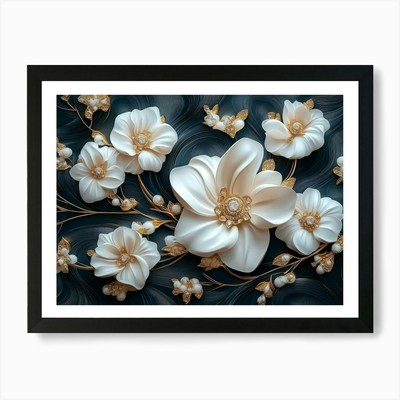 Sophisticated 3d Artwork Design, Wh Framed Wall Art Poster Canvas Print Picture
