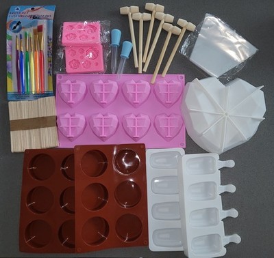 Silicone Mold Bundle Baking Soap Resin Chocolate Popsicle Craft Tools Kit