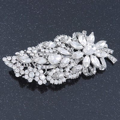 Braut/Hochzeit/Abschlussball/Party rhodiniert klar Diamant geformtes Blatt
