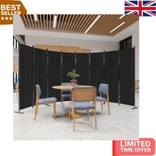 Portable 8-Panel Folding Privacy Screen for Indoors & Outdoors - Black Fabric