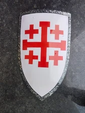 28" Custom Crusader Shield Jerusalem Cross Red White Handmade Replica