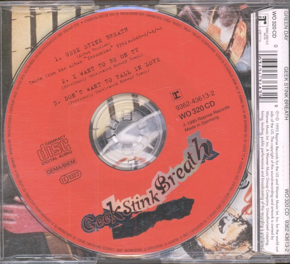 Green Day Geek Stink Breath CD Europa Reprise 1995 Single Rote Ausgabe WO320CD - Bild 2 von 2