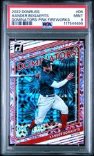 2022 PANINI DONRUSS DOMINATORS PINK FIREWORKS #D5 XANDER BOGAERTS PSA 9