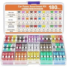 180Pcs 2A-40A Low Profile Micro Mini Blade Fuse Assortment Kit for Car Truck
