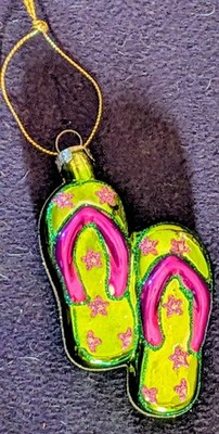 Vintage 4 Inch Christmas At The Beach Flipflop Tree Ornament