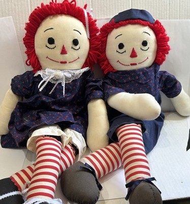 VINTAGE RAGGEDY ANN & ANDY HANDMADE DOLL SET 25 