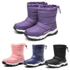 Little Kids Girls Boys Snow Boots Faux Fur Waterproof Winter Warm Ski Boots