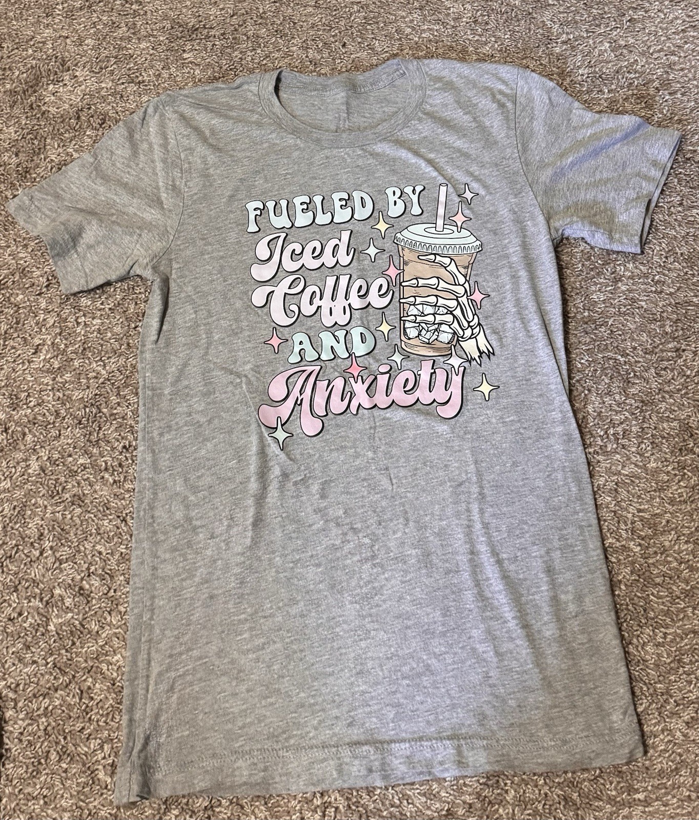 Gray Graphic Print Cotton Blend Crew Neck Funny Men's T-Shirt Short Sleeve