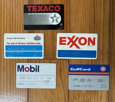 Vintage Expired Gas Credit Cards - Lot of 5 - Texaco Mobil Gulf Amoco Exxon