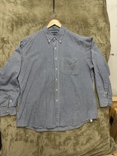 VTG Lands’ End Made In USA Men's Size XL Tall Blue Squared Button Up Shirt