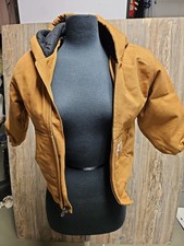 Carhartt Jacket Kids Boys Small 7/8 Quilted Flannel Lined Brown Duck Hooded