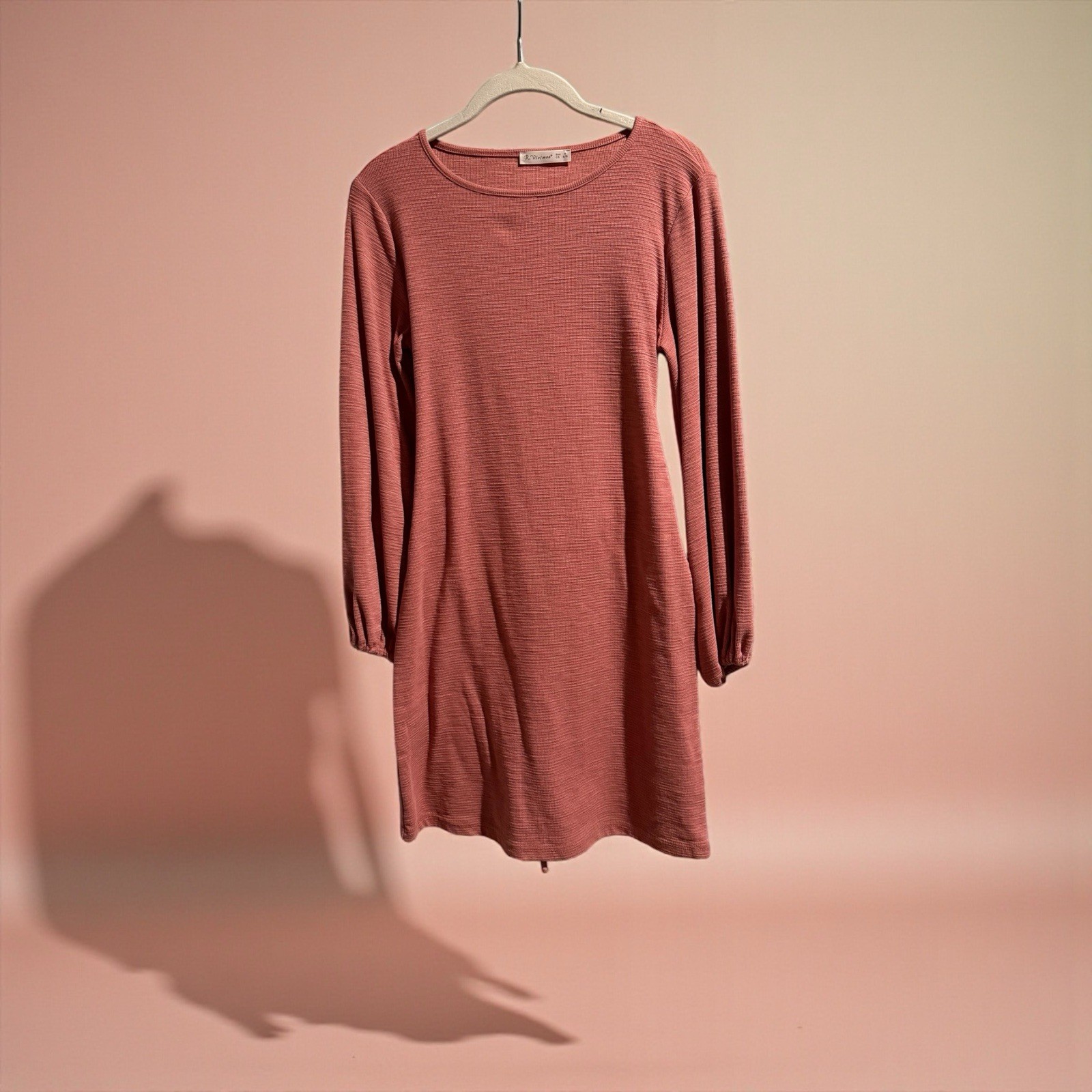 R. Vivimos Casual Long-sleeve Knit Dress Dusty Rose Pink Women's