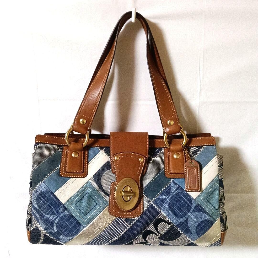 Coach Patchwork Signature Denim Y2K Turn Lock 2Way Mi… - Gem