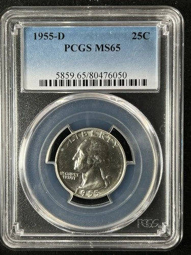 1955-D  25C Washington Quarter Dollar PCGS MS65  80476050