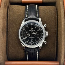 Breitling Transocean Chronograph 38 Black Dial Leather Band Steel Box Paper 2015