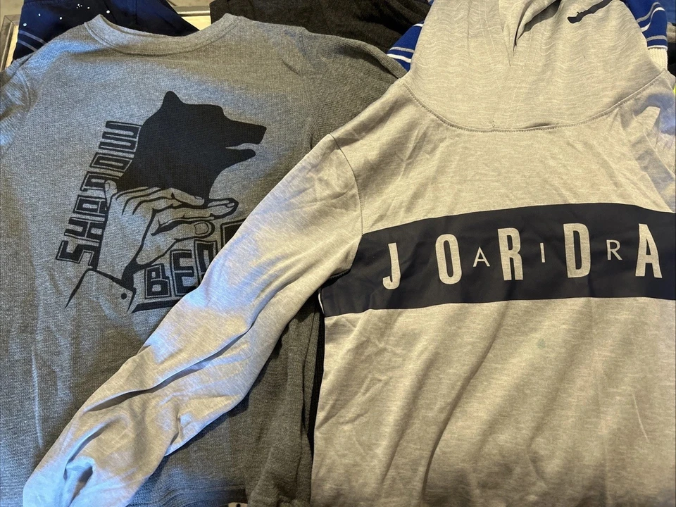 Lot of 22 boy's active wear shirts red, orange, black, green size 8 Long Sleeve - Image 2 of 4