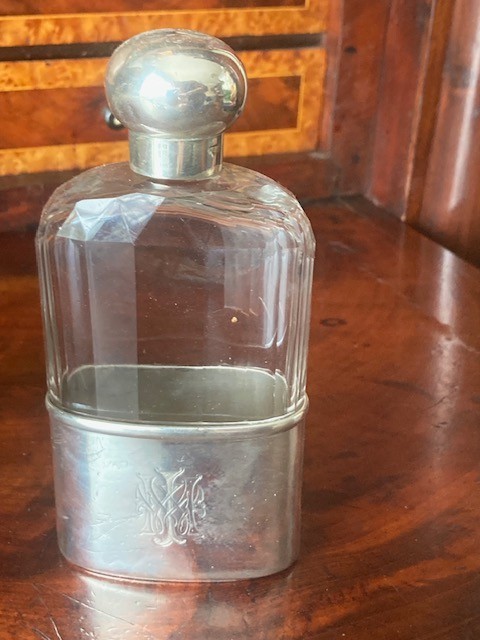 Victorian 1893 Solid Silver Hip Flask - Norman Marshall  London - Hallmarked