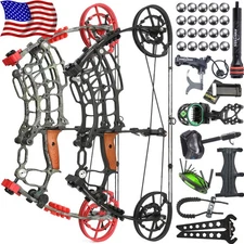 30-60lbs Compound Bow Kit Steel Ball Arrows Dual-use Archery Hunting Fish RH LH