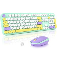 Wireless Keyboard and Mouse Combo, Cute Keyboard Full Size and Wireless Mouse...