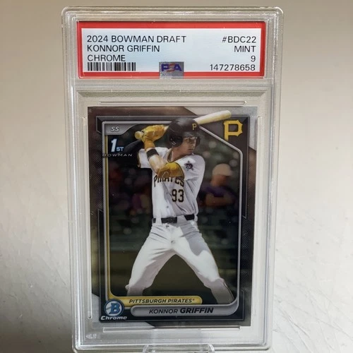 Konnor Griffin 2024 Bowman Draft #BDC22 Chrome - Pittsburgh Pirates - PSA 9