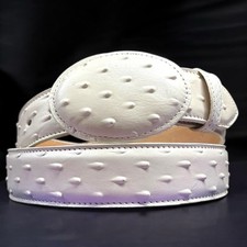 OSTRICH White Bone Leather Belt. Men  s Western Cowboy Belt. Cinto Piel Avestruz.