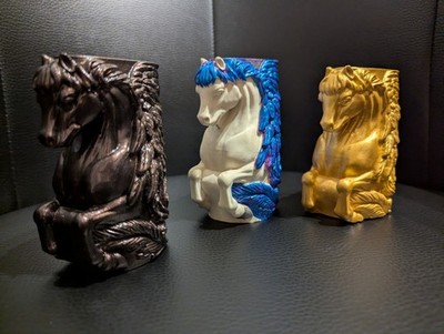 3 x Pegasus Statuen, Pferde Statue, Alabastergips, Handmade