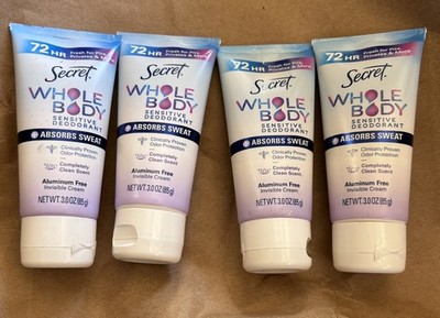 4 Pack Secret Whole Body Cream Deodorant, Clean Scent, 3 oz ea. BRAND NEW