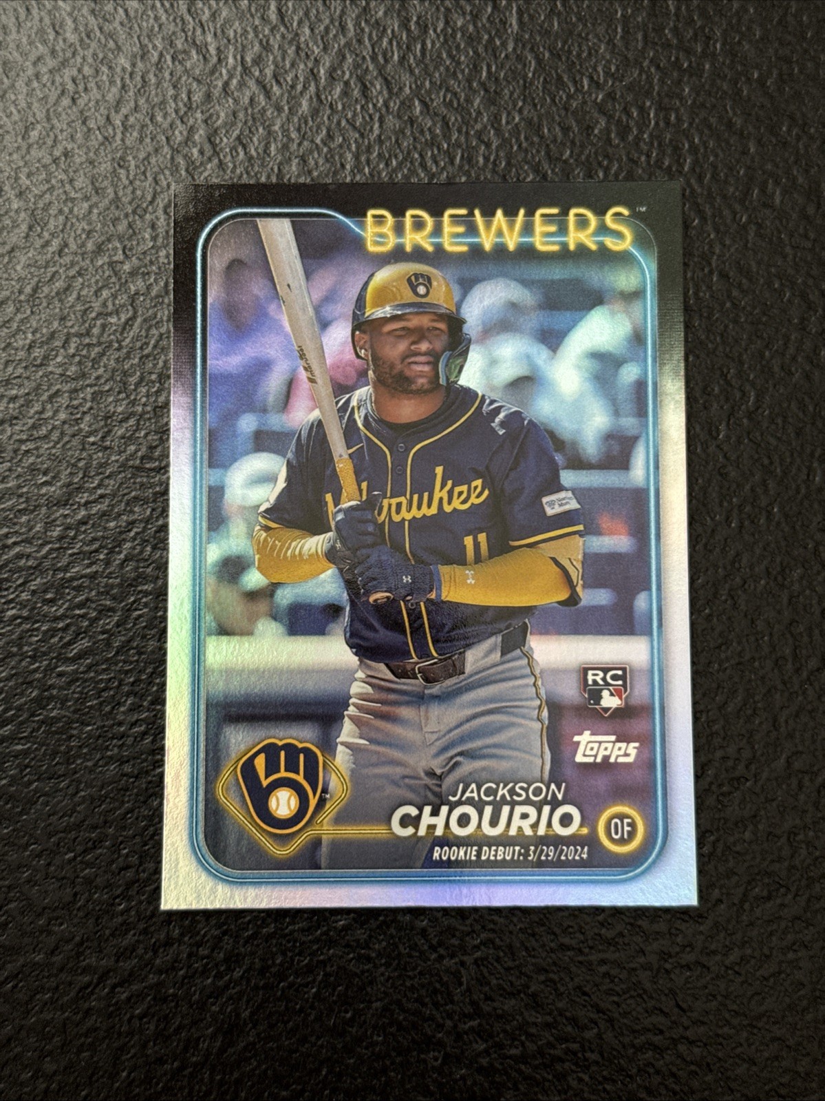 Jackson Chourio 2024 Topps Update Rainbow Foil Rookie Debut RC US155 Brewers
