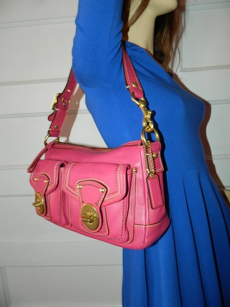バッグ Coach Legacy 65th Shoulder Bag Pink Coach Legacy Shoulder Bags Turn Lock Handbags for Women for sale