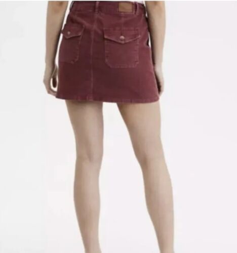 American Eagle Corduroy Mini Skirt Size 10 Button Purple Lila High Rise A-Line - Picture 3 of 11