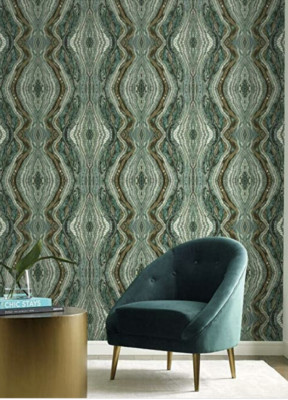 Anthropologie Kaleidoscope Wallpaper Teal Antonina Vella York Wallcoverings 