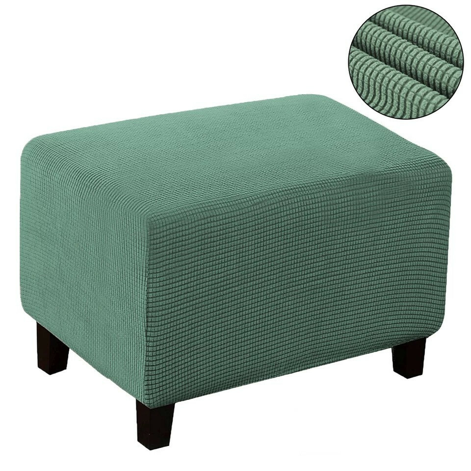 RTSFKFS Hockerbezug Quadratisch 40x40 Cm Samt Stretch - Ottomane Schonbezug In Weinrot | Elastische Unterseite