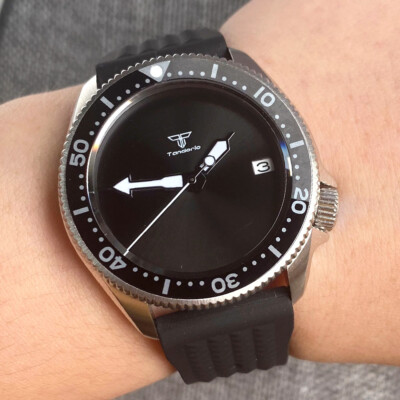 37mm Tandorio NH35A Sapphire Glass Luminous Automatic Mens Watches Rubber Strap