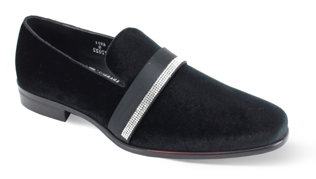 After Midnight Globe 6992 Pink Velvet Loafers Mens Size 7 Prom Wedding Shoes Amazon.com | ELANROMAN Men Loafers Velvet Black Leather  main image 4
