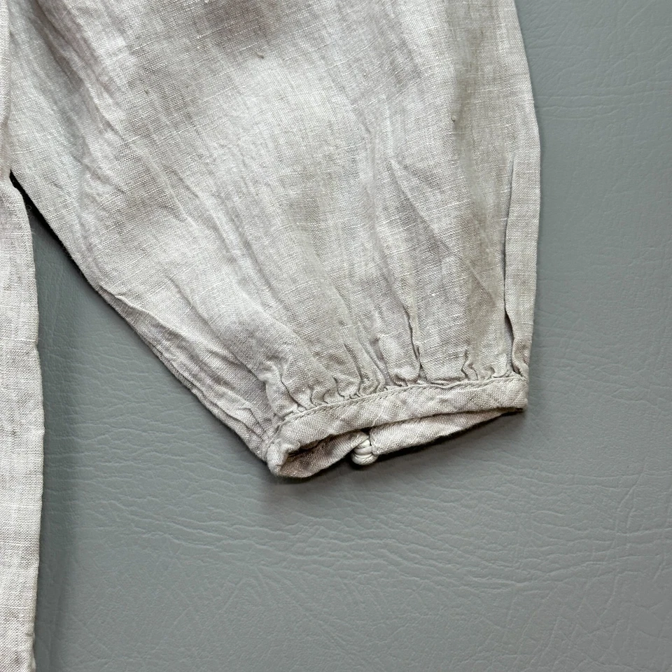 Túnica para mujer Vineyard Vines mediana beige lino botón frontal cubierta playa Foto 3 de 4