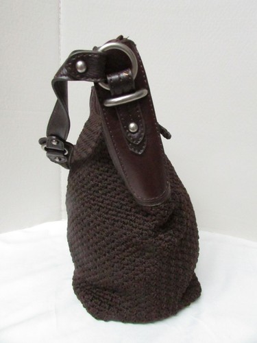 The SAK Crochet Bucket Bag Dark Brown Zip Closure Vegan Leather Trim NEW (other) - Picture 8 of 20