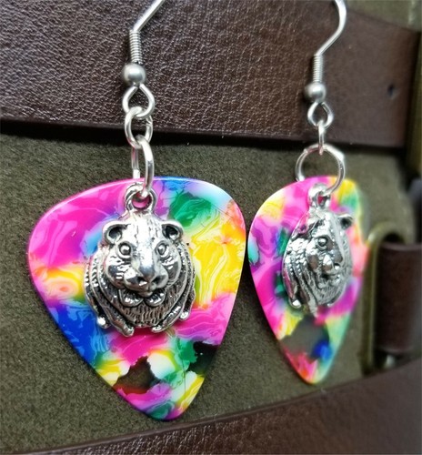 Guinea Pig Charm Guitar Pick Earrings - Pick Your Color - Picture 3 of 10