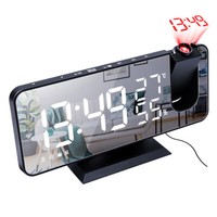 LED Digital Projection Alarm Clock Gift FM Radio Snooze Dimmer Ceiling Projector