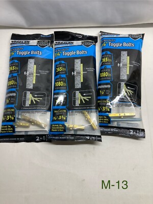 3 pc 2 pack Toggler Heavy Duty Toggle Bolts 1/4'' 50400