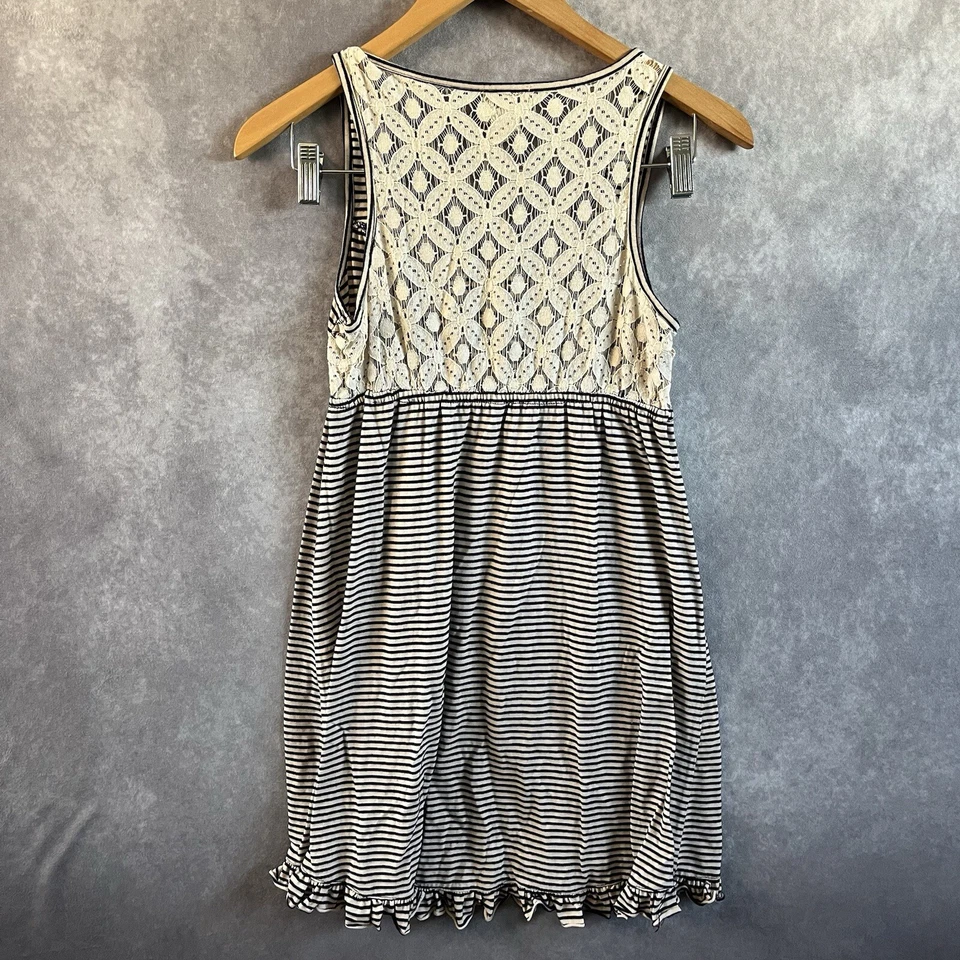 Eyelash Couture Tunic Or Dress Navy Off White Striped Lace Sleeveless Size Small - Image 2 of 4