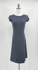 Matrushka Construction Gray Stretch A Line Faux Wrap Dress Sz S