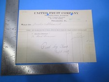 Vintage 1901 United Fruit Company Philadelphia Division PA Invoice S8472